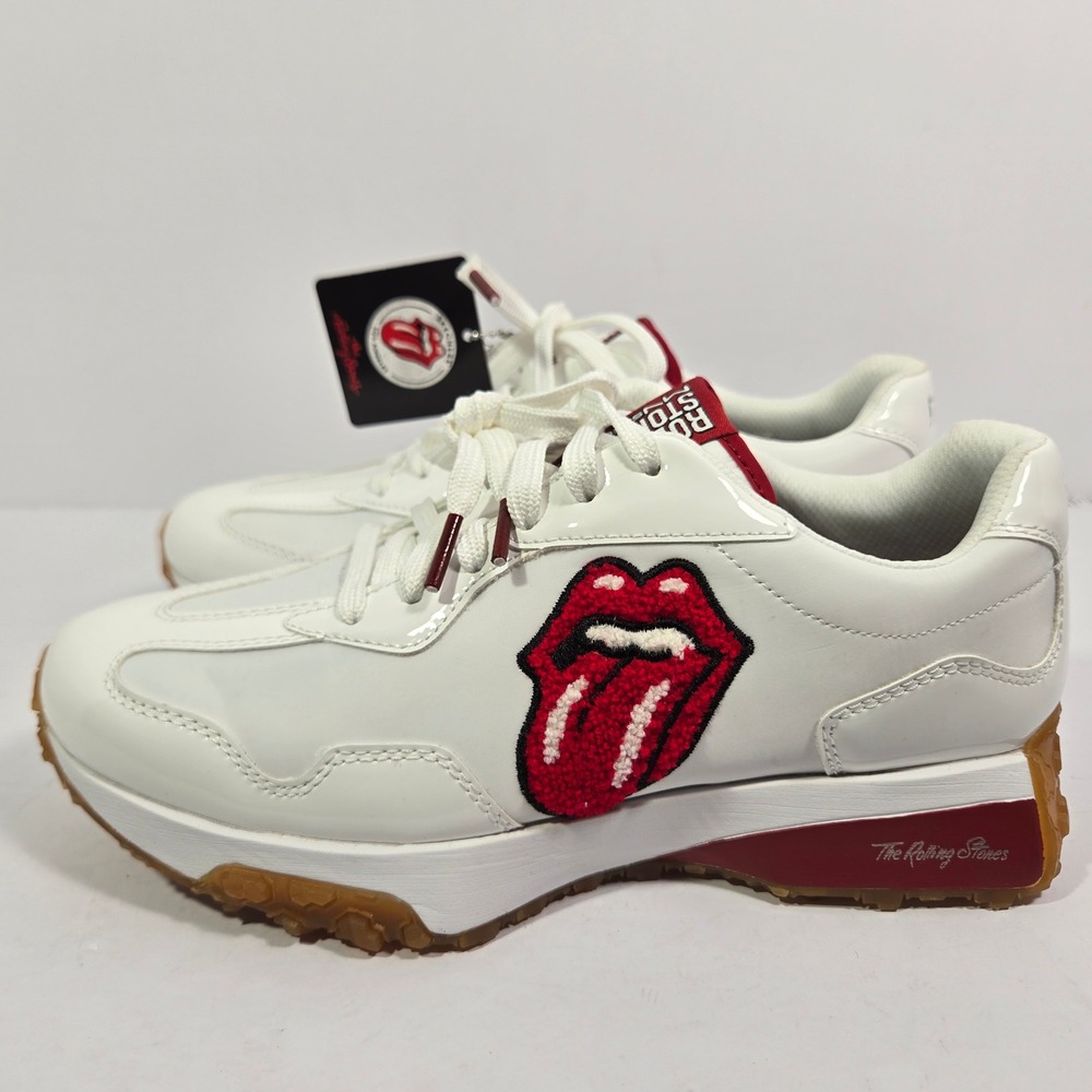 Skechers x Rolling Stones Womens 8.5  Roadies Surge White Red Lips Sneakers
